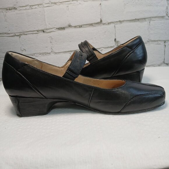 JOSEF SEIBEL CARA BLOCK HEEL MARY JANES BLACK LEATHER EURO SIZE 40 (US SIZE 9.5) - Picture 5 of 12